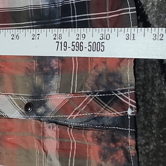 VINTAGE BKE 1967 STANDARD-FIT PLAID ACID-WASH SNAP-BUTTON LONG-SLEEVE SH… - Picture 8 of 10